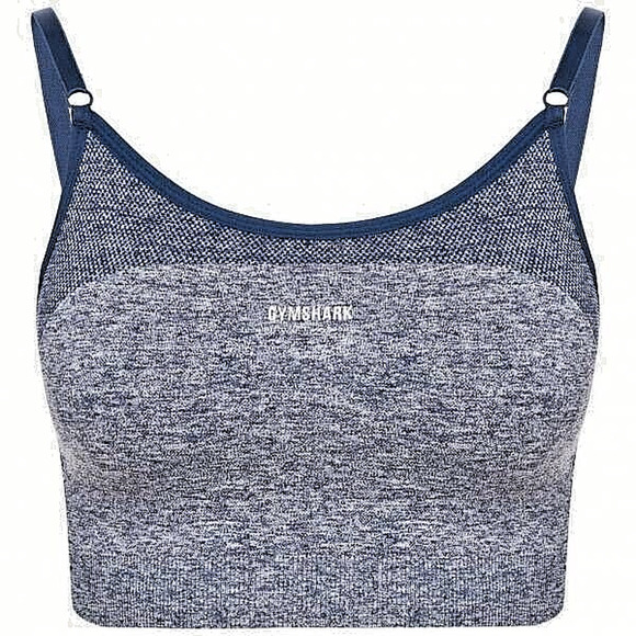 NEW Gymshark Navy Marl/Light Gray Flex Strappy Sports Bra Women's Size Medium - Picture 1 of 12